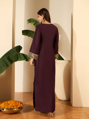 Women Floral Thread and Sequinned Embroidered Ethnic Dress