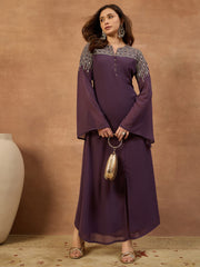 Ethnic Motifs Sequinned Embroidered Round Neck Gown Ethnic Dresses