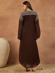 Embroidered Mandarin Collar Maxi Ethnic Dresses