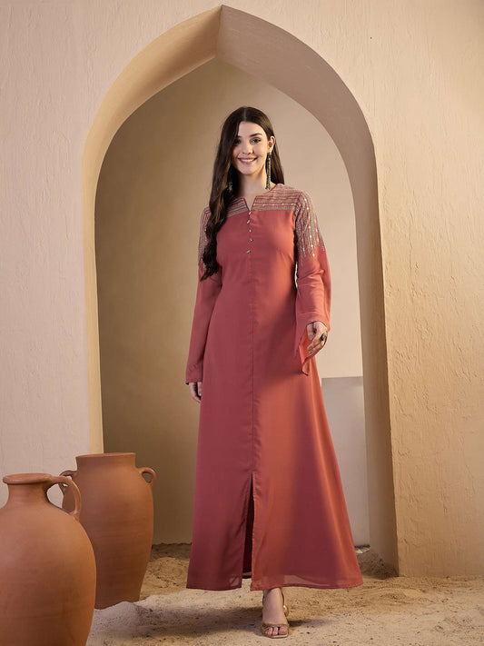 Women Ethnic Motifs Sequinned Embroidered Ethnic Dress