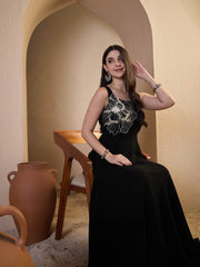 Embroidered Round Neck Gown Maxi Dresses