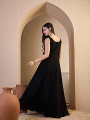 Embroidered Round Neck Gown Maxi Dresses