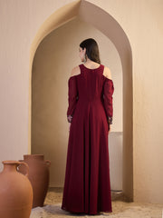 Maroon Embroidered Ethnic Dress
