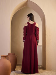 Maroon Embroidered Ethnic Dress