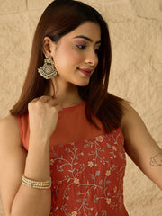 Embroidered Round Neck Gown Ethnic Dresses