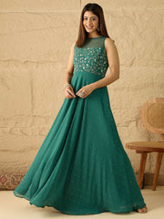 Embroidered A-Line Ethnic Dresses