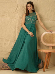 Embroidered A-Line Ethnic Dresses