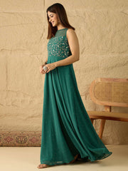 Embroidered A-Line Ethnic Dresses