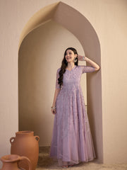 Ethnic Motifs Embroidered Flared Ethnic Dress