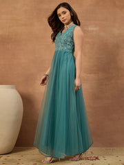 Women Floral Thread Embroidered Ethnic Dress