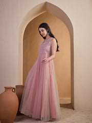 Women Floral Thread Embroidered Ethnic Dress