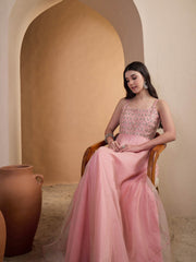 Women Ethnic Motifs Zari and Mukaish Embroidered Ethnic Dress