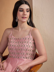 Women Ethnic Motifs Zari and Mukaish Embroidered Ethnic Dress