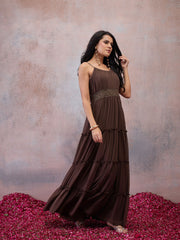 Shoulder Straps A-Line Maxi Dress