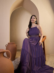 Shoulder Straps Fit and Flare Ethnic Dresses