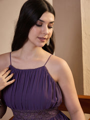 Shoulder Straps Fit and Flare Ethnic Dresses