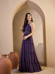 Shoulder Straps Fit and Flare Ethnic Dresses