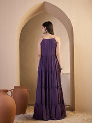 Shoulder Straps Fit and Flare Ethnic Dresses