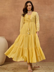 Women Ethnic Motifs Chikankari Embroidered Ethnic Dress