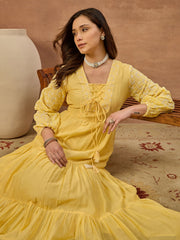 Women Ethnic Motifs Chikankari Embroidered Ethnic Dress