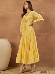 Women Ethnic Motifs Chikankari Embroidered Ethnic Dress