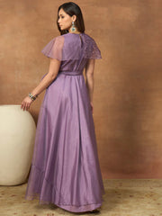 Embroidered V-Neck Gown Dresses