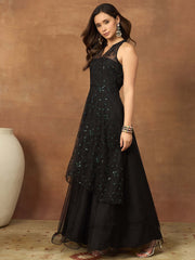 Embroidered Mandarin Collar Gown Maxi Dresses