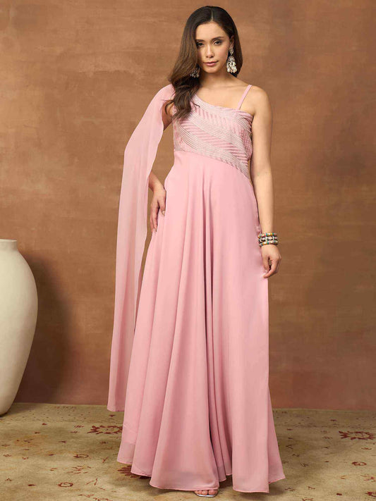 Embellished One Shoulder Gown Ethnic Dresses