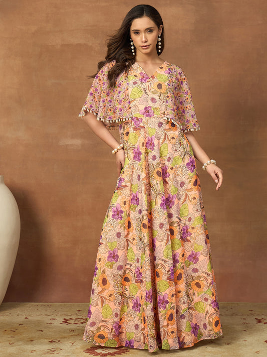 Printed V-Neck Maxi Dresses