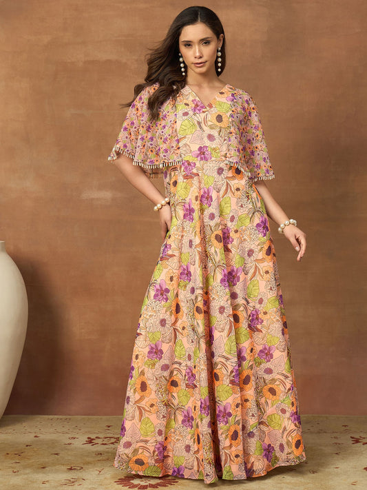 Printed V-Neck Maxi Dresses