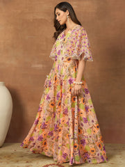 Printed V-Neck Maxi Dresses