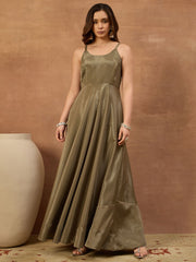 Women Floral Embroidered Thread & Sequinned Ethnic Dress With Jacket