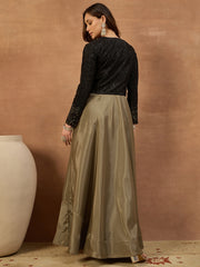 Women Floral Embroidered Thread & Sequinned Ethnic Dress With Jacket