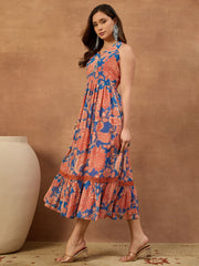 Floral Print Georgette Fit & Flare Midi Dress