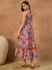 Floral Print Georgette Fit & Flare Midi Dress