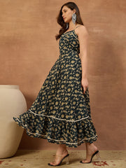 Floral Printed Fit & Flare Midi Ethnic Dresses