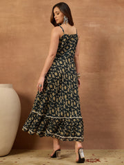 Floral Printed Fit & Flare Midi Ethnic Dresses