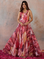 Printed V-Neck A-Line Ethnic Dresses