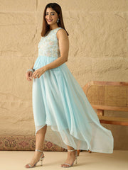 Embellished Round Neck A-Line Ethnic Dresses