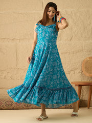 Embroidered Shoulder Straps Gown Maxi Dress