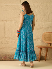 Embroidered Shoulder Straps Gown Maxi Dress