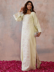 Embroidered Square Neck Maxi Ethnic Dresses