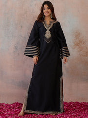 Embroidered V-Neck Kaftan Ethnic Dresses