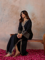 Embroidered V-Neck Kaftan Ethnic Dresses
