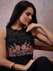 Embroidered Round Neck Maxi Dress