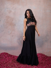 Embroidered Round Neck Maxi Dress