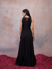 Embroidered Round Neck Maxi Dress