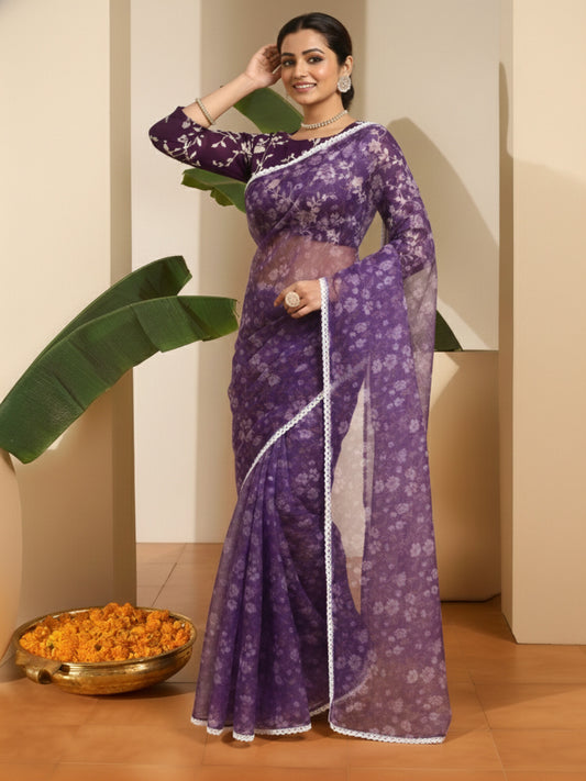 Floral Organza Saree