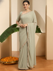 Sequinned Poly Georgette Saree