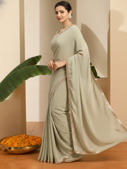 Sequinned Poly Georgette Saree